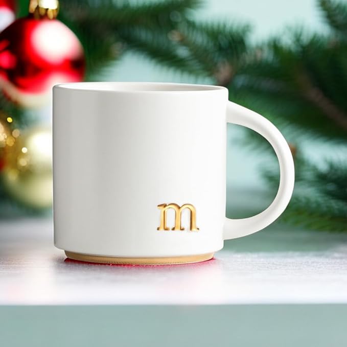 COLLECTIVE HOME - Monogram Ceramic Mugs, 15 oz Golden Initial Coffee Cups, Elegant Alphabet Tea Mugs, Elegant Personalized Mug with Gift Box, Luxurious Cups for Office and Home (m)-Ruum Studio Home