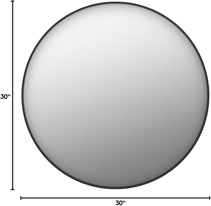 30 Inch Round Bathroom Mirror - Wall Mounted Circle Mirror with Metal Frame, Modern Mirror Suitable for Bathroom, Vanity, Entryway, Living Room, Wall Decor,Black-Ruum Studio Home