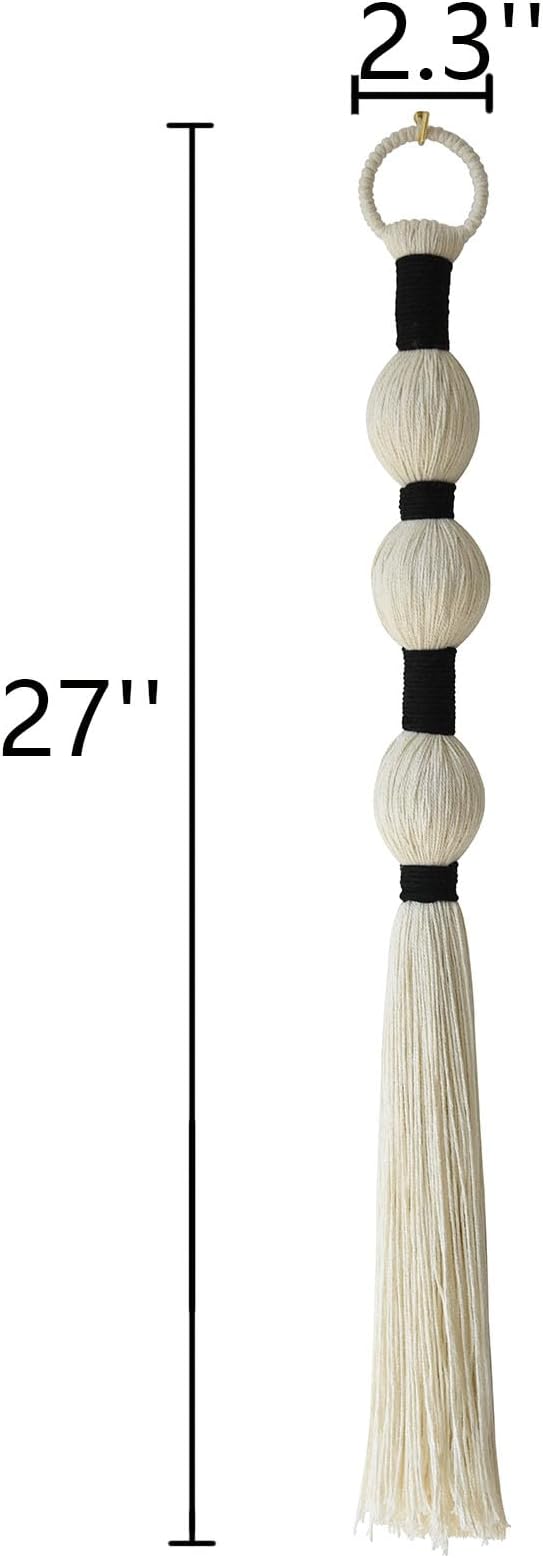 Macrame Wall Hanging Boho Wall Decor Small Sphericity Cotton Textile Tassel Hanging Fiber Yarn Art for Living Room Bedroom 27'' L x 2.3'' W-Ruum Studio Home