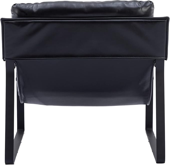 DUOMAY Mid-Century Accent Chair Armchair, Comfy PU Leather Leisure Chair Lazy Chair with Metal Leg for Living Room Bedroom Office Apartment, Black-Ruum Studio Home