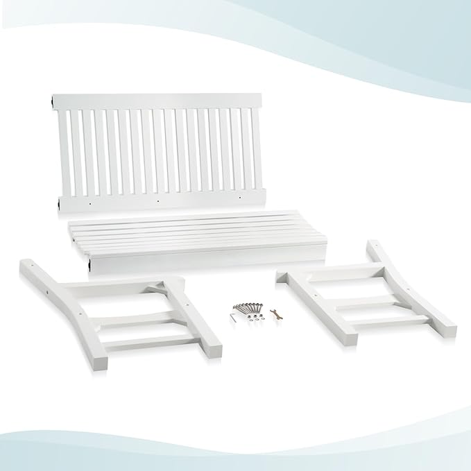 Psilvam 2-Person Poly Lumber Outdoor Bench with 700 Lbs Weight Capacity – Weatherproof Garden Seating for, Balcony Porch & Park, All-Weather Fade-Resistant Patio Furniture (White)-Ruum Studio Home