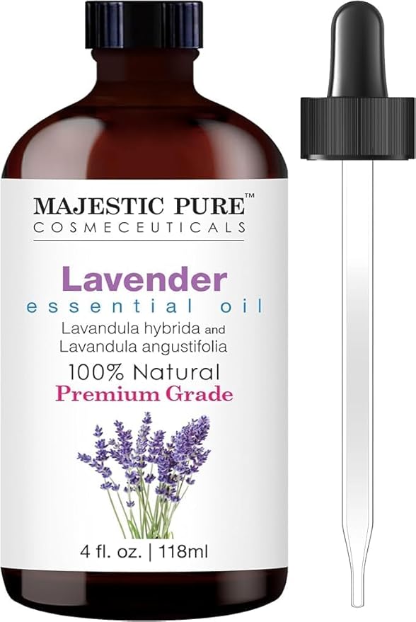 Majestic Pure Lavender Essential Oil with Glass Dropper - Huge 4 Fl Oz - 100% Pure and Natural Lavender Oil - Premium Grade Essential Oils for Diffuser, Aromatherapy, Soap and Candle Making-Ruum Studio Home