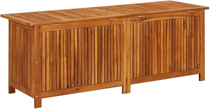vidaXL Outdoor Storage Box, Deck Box with Gas-Lift Lid, Storage Chest with Water-Resistant Zippered Bag Inside, 59.1''x19.7''x22.8'', Solid Acacia Wood-Ruum Studio Home