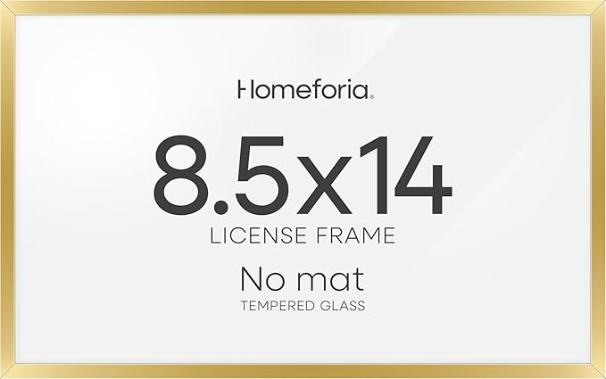 Homeforia 8.5x14 Marriage License Frame Gold, High End Metal 8.5 x 14 Marriage Certificate Frames, 8.5by14 Picture Frame for Wall & Tabletop, 8.5 by 14 Photo Frames, Tempered Glass, Wall Kit, Set of 1-Ruum Studio Home