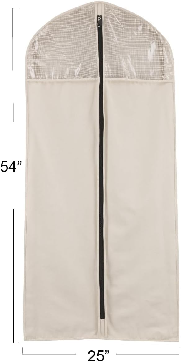 Household Essentials 3392-1 Cedarline Collection Hanging Garment Bag | Dress and Suit Protector | Natural Cotton Canvas,Off-White-Ruum Studio Home