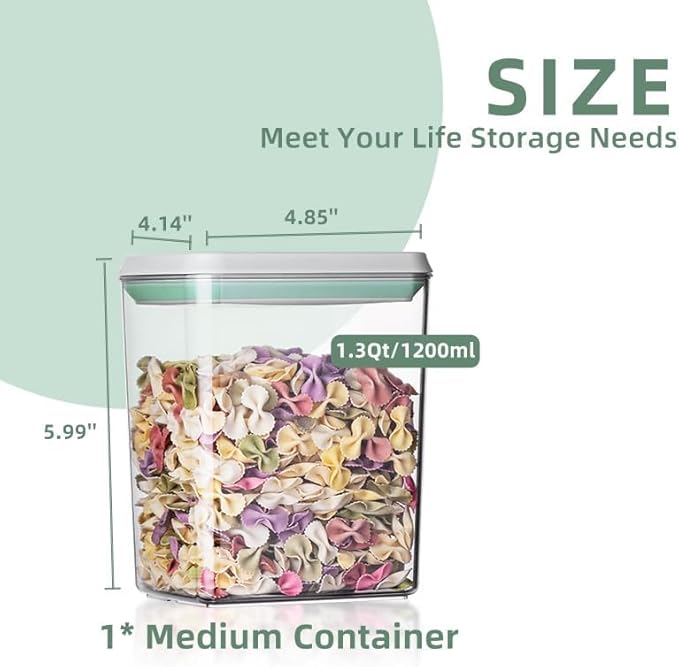 Pop Containers with Lids - Stackable Airtight Food Storage, Kitchen Pantry Storage Containers for Snacks Candy Salt Herbs Spices BPA-Free (1200ML*3)-Ruum Studio Home