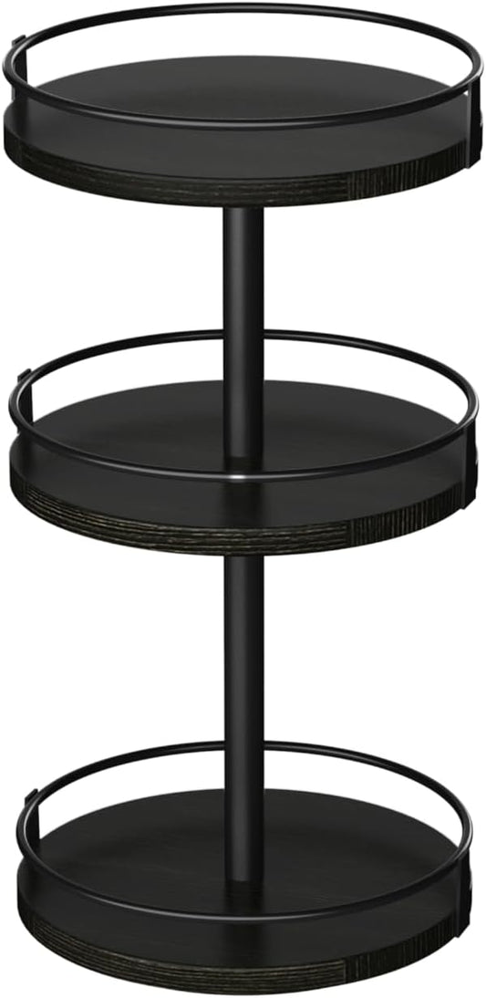 HOOBRO Lazy Susan Organizer, Rotating Spice Rack, 3-Tier Organizer, Turntable Spice Rack, Vertical Storage Organizer, for Kitchen Countertop, Vanity, Dining Table, Black BB09TL01-Ruum Studio Home