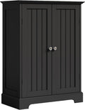 ChooChoo Bathroom Floor Cabinet, Modern Bathroom Storage Cabinet with 2 Doors and Adjustable Shelves, Freestanding Cupboard for Living Room, Black-Ruum Studio Home