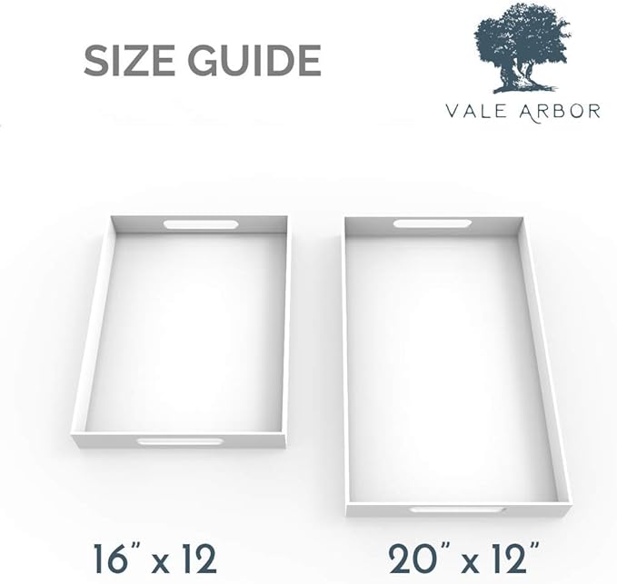 Clear Acrylic Serving Tray for Vanity, Bathroom, Outdoor, Food and Décor with Handles (Rectangle, Small)-Ruum Studio Home