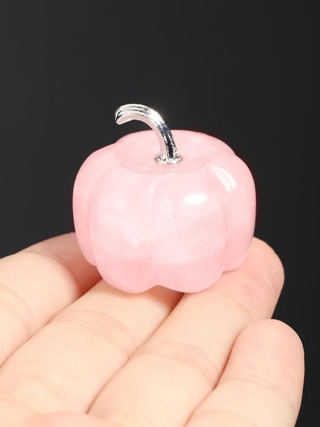 Jovivi Rose Quartz Crystal Pumpkin Figurine, 1.2" Mini Carved Gemstone Pumpkin Statue Decor Healing Stones Decorative Ornaments for Fall Harvest Thanksgiving Halloween Decorations Home Decor-Ruum Studio Home