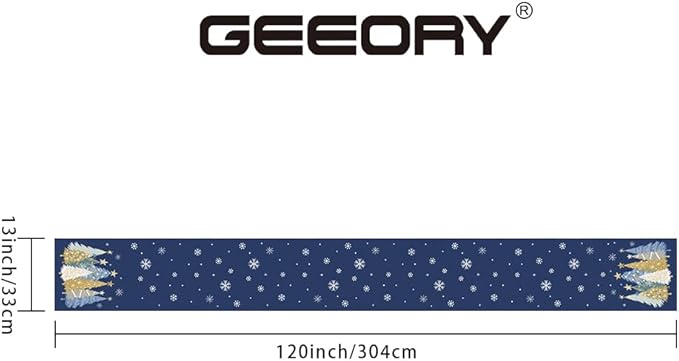 GEEORY Christmas Table Runner 13x120 Inch, Xmas Trees Snowflakes Holiday Decorative Farmhouse Table Decoration for Kitchen Dinning, Indoor Outdoor Dinner Party Decor (Blue) GT151-120N-Ruum Studio Home