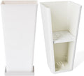 LA JOLIE MUSE 26 inch White Tall Planters for Outdoor Plants,Set of 2 Large Planters for Indoor Plants,V Shaped Tree Planters for Front Door, 26'' White With Tray-Ruum Studio Home