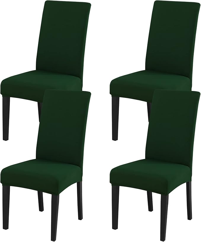 JQinHome Chair Covers for Dining Chairs, High Stretch Removable Washable Chair Protector Cover Set of 4, Chair Slipcovers for Dining Room, Kitchen,Home Party,Wedding Ceremony(Hunter Green, 4PC)-Ruum Studio Home
