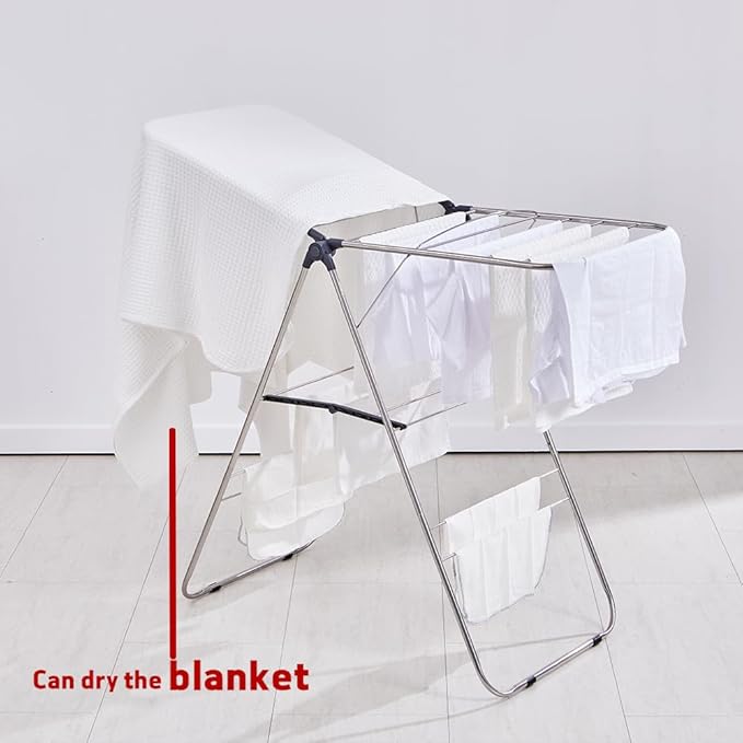 TRES BELLE 25NEW Stainless Steel Clothes Drying Rack(L)–Foldable,Lightweight,Anti-Slip Elastic Rods,Made in Korea,Indoor & Outdoor Use,Rust-Resistant,Towels Drying,Underwear,Baby Clothes–L Sizes-Ruum Studio Home