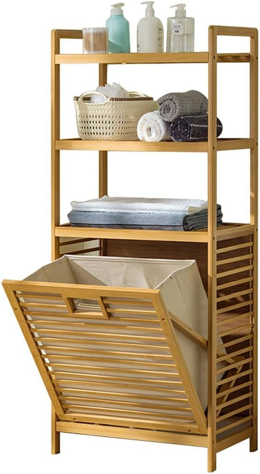 Laundry Hamper with 3 Tier Shelves & Tilt Out Basket, Laundry Baskets Organizer Hampers Bathroom Storage Shelf for Laundry Room, Bathroom, Guest Room (3-Tier Large)-Ruum Studio Home