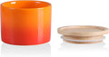 Sweejar Kitchen Canisters Ceramic Food Storage Jar, Stackable Containers with Airtight Seal Wooden Lid for Serving Ground Coffee, Tea, Sugar, Spice and More - 5 Fl Oz(Gradient Orange)-Ruum Studio Home