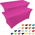 IVAPUPU 2 Pack 8FT Table Cloth for Rectangular Fitted Events Stretch Fuchsia Table Covers Washable Cover Spandex Tablecloth Protector for Party, Wedding, Cocktail, Banquet, Festival-Ruum Studio Home