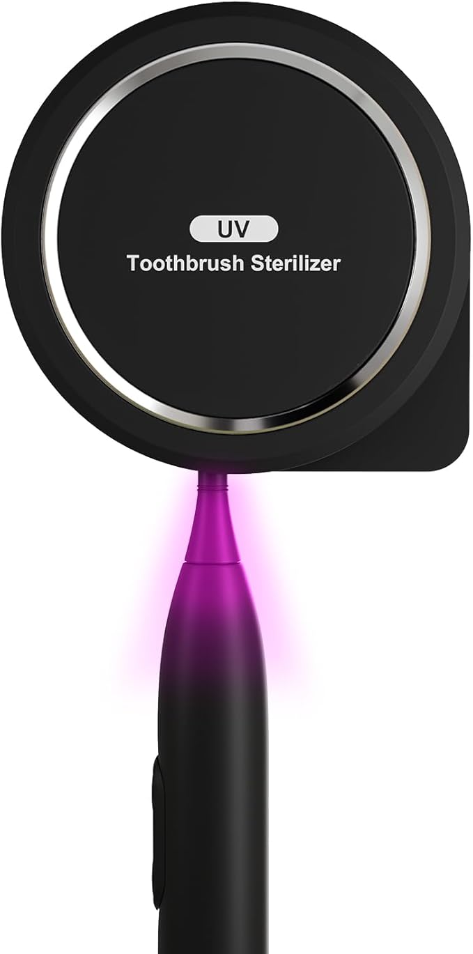 UV Toothbrush Sanitizer Holder, Toothbrush Sanitizer and Holder Cover Caps with Fan Drying, Rechargeable Portable Toothbrush Cleaner Case Fits Most Electric and Manual Toothbrushes (Black)-Ruum Studio Home