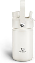Kids Insualated Water Bottle with Straw - 12oz Stainless Steel Water Bottle with Dual Spouts, Leak-Proof, BPA-Free, Double Wall Vacuum Keeps Cold for 24 Hours for Sports, Travel, School (Cream Moon)-Ruum Studio Home