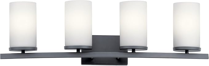 KICHLER 45498BK Crosby Vanity, 4-Light 400 Total Watts, Black-Ruum Studio Home