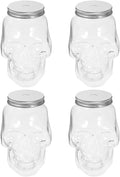 VOSAREA 4pcs Halloween Beverage Bottles Clear Skull Shaped Jar Cups 800ml Plastic Drink Bottles with Screw Straw Hole Lid Party Water Tumbler Skull Beverage Juice Mug-Ruum Studio Home