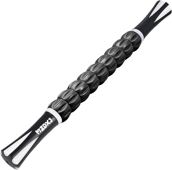 Muscle Roller Stick for Athletes - Deep Tissue Fascia Blaster & Roller Massager for Myofascial Pain Relief - Handheld Physical Therapy & Recovery Tool(White black-18 inch)-Ruum Studio Home