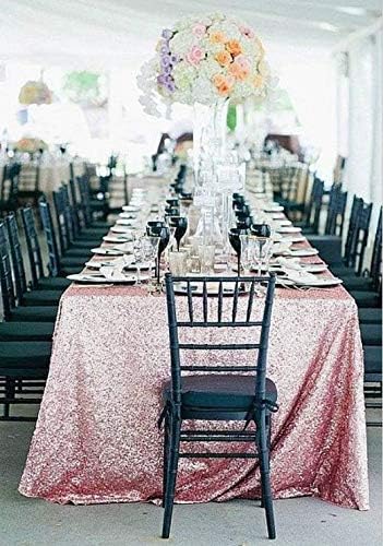 SquarePie Sequin Tablecloth 90 x 156 Inch Fuchsia Pink Sparkly Table Linen for Wedding Party-Ruum Studio Home