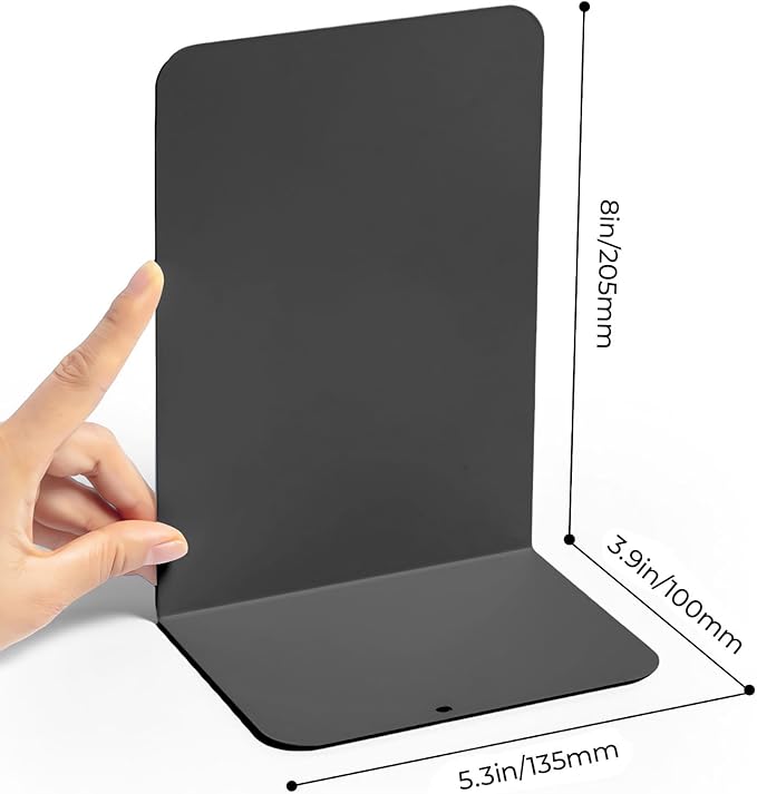 M&G Book Ends 1 Pair, Black Large Metal Bookends for Shelves, L-Type Book Stopper for Heavy Books, Non-Skid Bookstand for Office Home School Supplies-Ruum Studio Home