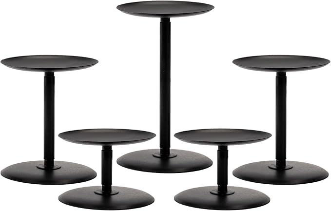 Homemory Holloween Candle Holders for Pillar Candles Set of 5 (Black)-Ruum Studio Home