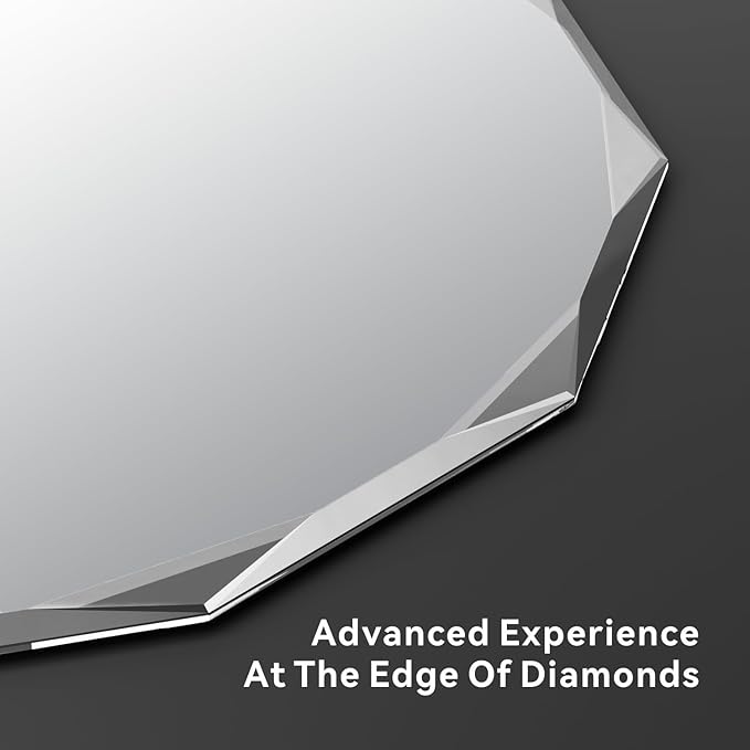 Single Beveled Edge Circle Mirror Frameless Wall Mount Bathroom Vanity Mirror, 30”-Ruum Studio Home