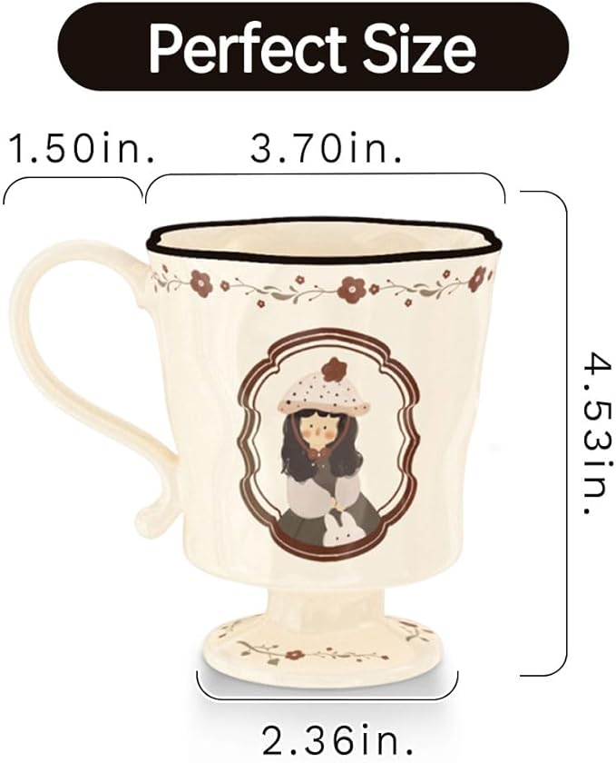 360ml -12.17oz Painted Cute Ceramic Mug - Cute Coffee Cup for Espresso,Macchiato,Latte - Gift for Women, Dishwasher Safe-Ruum Studio Home