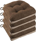 Non Slip Chair Cushions for Dining Chairs Set of 4 Kitchen Chair Cushions 18"x18"x3" Turfted Chair Pads Comfortable and Soft Seat Cushion with Ties, Coffee-Ruum Studio Home