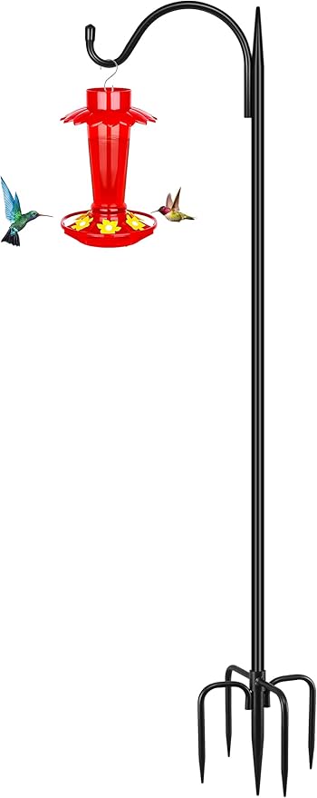 Gtongoko 63 Inch Shepherds Hooks for Outdoor with 5 Prongs Base, Adjustable Bird Feeder Pole Garden Hooks for Hanging Lanterns, Plants Baskets, Hummingbird Feeders, 1 Pack-Ruum Studio Home