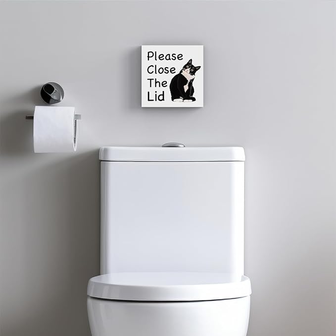 Funny Bathroom Decor, Funny Bathroom Wall Art, Black and White Bathroom Decor, Boho Bathroom Decor, Bathroom Decor for Shelves, Wooden Box Decor Sign for Home Farmhouse Living Room Table Shelf-Ruum Studio Home