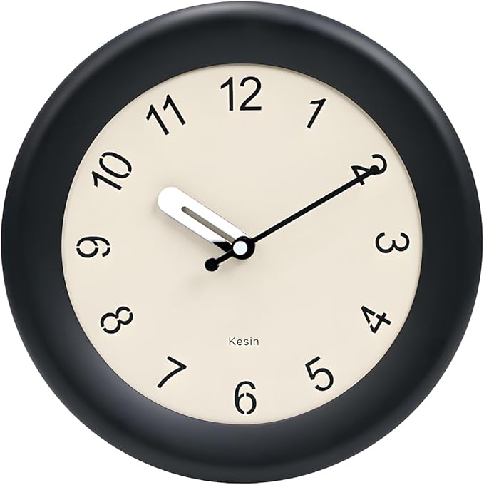 Kesin Wooden Wall Clock 12 Inch Silent Non Ticking Wall Clocks Battery Operated Simple Modern Small Analog Clocks Decorative for Kitchen, Living Room, Home,Bedroom, Office (Black)-Ruum Studio Home