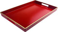 Red Decorative Tray, Rectangular Serving Tray with Handles, Plastic Coffee Table Tray for Ottoman, Living Room, Kitchen Tabletop, 15.6” x 10.2” x1.37”-Ruum Studio Home