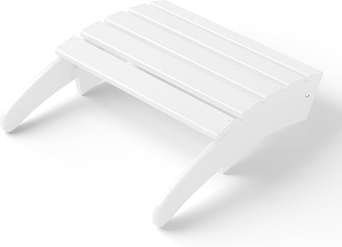 WestinTrends Outdoor Ottoman, Patio Adirondack Ottoman Foot Rest, All Weather Poly Lumber Folding Foot Stool for Adirondack Chair, Widely Used for Outside Porch Pool Lawn Backyard, White-Ruum Studio Home