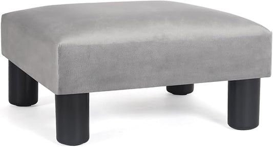 Joveco 15'' Small Foot Rest Stool Ottoman- Upholstered Footstool and Ottomans Small Footrest for High Beds- Lightweight and Portable, Light Gray-Ruum Studio Home