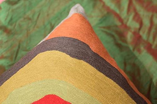 Kandinsky Abstract Pillow Cover - Colorful Modern Throw Pillowcase Chair Cushion Contemporary Farmhouse Sofa Pillowsham Handembroidered Wool Size 18x18-Ruum Studio Home