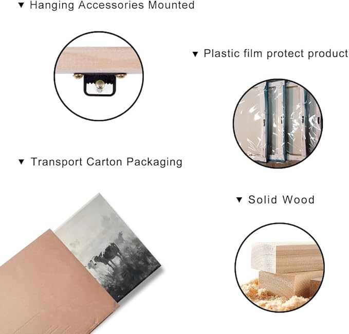 LASMOND Black and White Cow Wall Art for Living Room Ink Wash Canvas Painting Prints Morning Cattle Vintage Country Farmhouse Artwork Bedroom Office Decor (40x20 Inches)-Ruum Studio Home