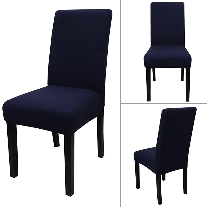 JQinHome 6 Pcs Dining Chair Slipcover,High Stretch Removable Washable Chair Seat Protector Cover for Home Party Hotel Wedding Ceremony (Navy Blue)-Ruum Studio Home
