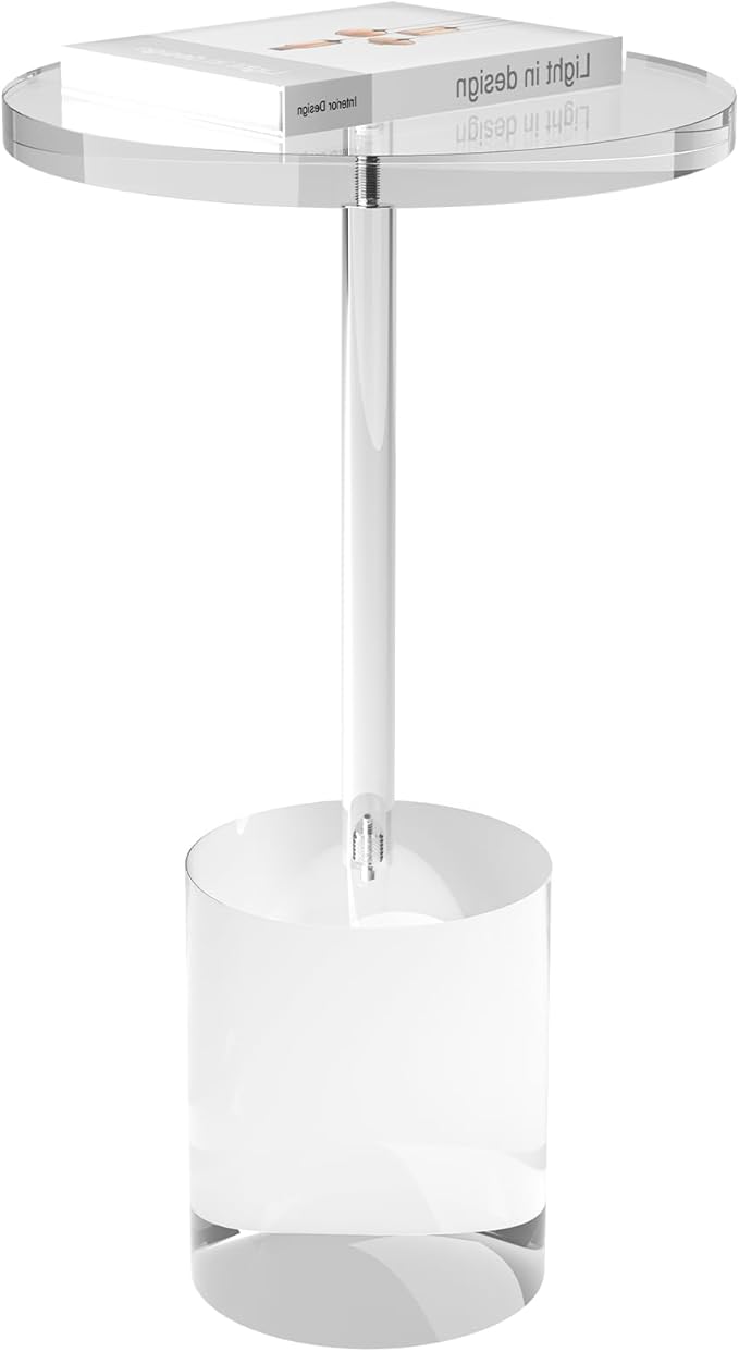 Acrylic End Table, Modern Minimalist Acrylic Side Tables, Clear Side Table for Living Room, Bedroom, Office, Drink Table (12" D x 12" W x 21" H, Transparent)-Ruum Studio Home