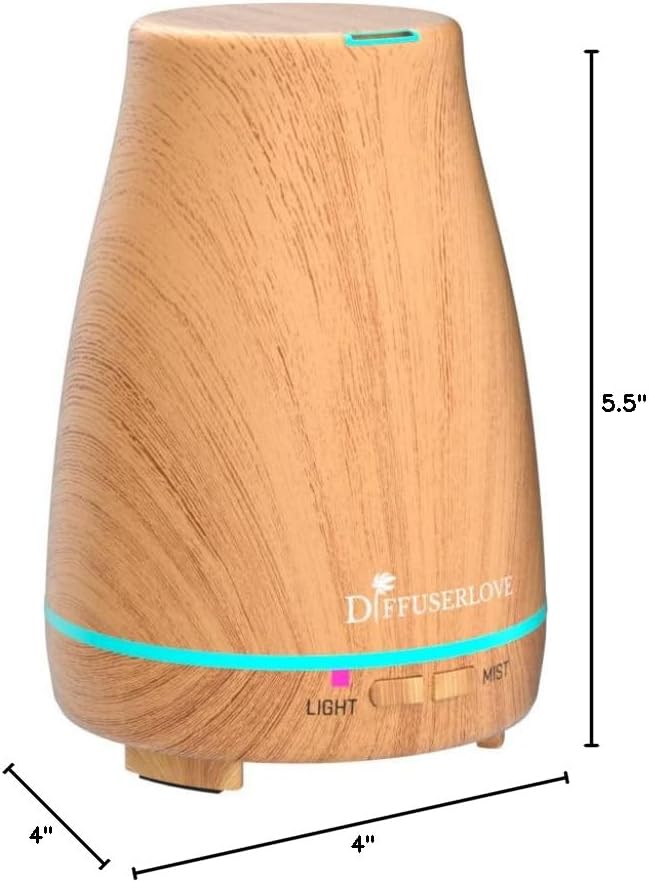 Diffuserlove Essential Oil Diffuser 200ML Aroma Diffuser Mist Humidifiers with 7 Color LED Lights, Auto Shut-Off Function for Bedroom Office Room House-Ruum Studio Home
