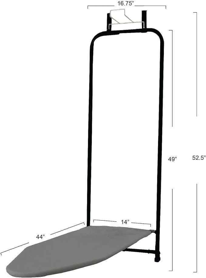 Household Essentials Over-The-Door Ironing Board with Iron Holder | Compact, Self-Closing Design with Cotton Cover and Padding | Space-Saving Ironing Board for Dorms, Apartments, and Small Spaces-Ruum Studio Home