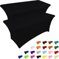 IVAPUPU 2 Pack 6FT Table Cloth for Rectangular Fitted Events Stretch Black Table Covers Washable Spandex Tablecloth Protector for Party, Wedding, Cocktail, Banquet, Festival-Ruum Studio Home