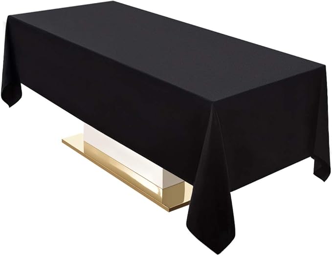 Surmente Black Tablecloth 60 x 120-inch Rectangular Polyester Table Cloth for Weddings, Banquets, or Restaurants-Ruum Studio Home