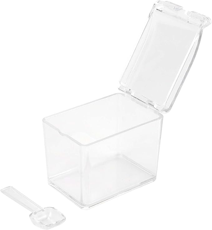 JAPCHET 3 Pack 4 Cell Clear Seasoning Box with Spoons, 10.2 × 3.54 × 3 inch Seasoning Storage Container with Cover, Clear Seasoning Rack Spice Pots for Spice, Salt, Sugar-Ruum Studio Home