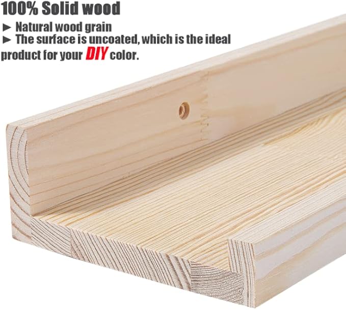 AZSKY Floating Picture Shelves 24 Inch a Set of 3 Wall Mount Long Narrow Photo Ledge Photo Frame Display Shelf Vintage Bookshelf for Nursery Mounting Hardware Included-Ruum Studio Home