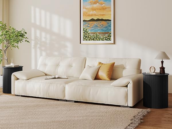 AVZEAR Small Round Side Table Fluted Night Stand Set of 2, 17.7" Mid Century Modern End Table, Circle Bedside Tables Wood Nightstands for Small Spaces, Living Room, Bedroom(Black)-Ruum Studio Home