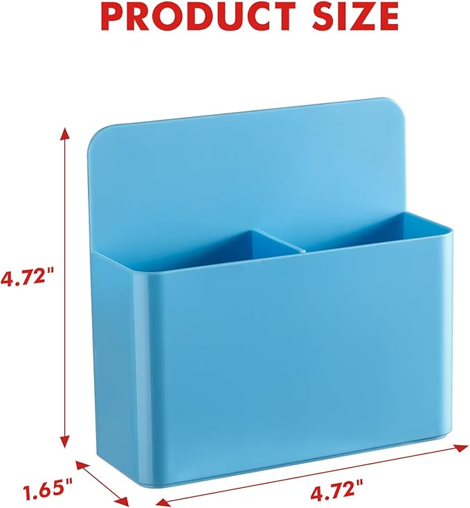 BEYGORM 2 Pack Plastics Magnetic Pen Holder for Refrigerator, Dry Erase Marker Holder for Whiteboard，Magnet School Locker Organizer Accessories, Pencil Cup, Pen Caddy, Classroom Organization(Blue)-Ruum Studio Home